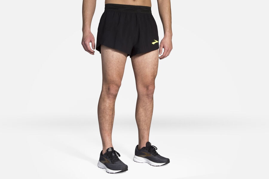 Brooks Men's Elite 2" Split Bottoms Elite Black/Path Logo ( BJOTH0781 )